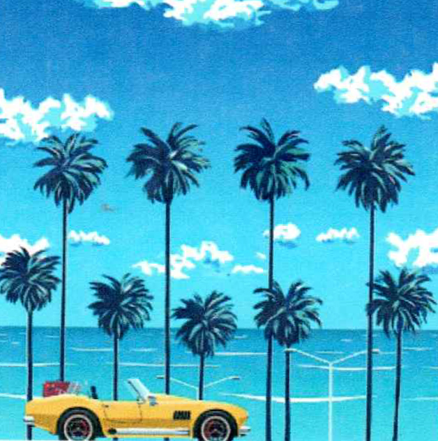 Descapotable, con Palmeras Fondo